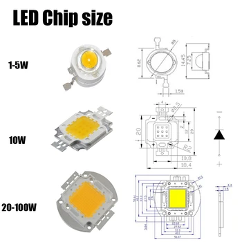 High Power LED Chip1W 3W 5W 10W 20W 30W 50W 100W Külm Valge Soe Punane Roheline Sinine Kollane Oranž Kollane SMD DIY COB Valguse Lamp Helmed