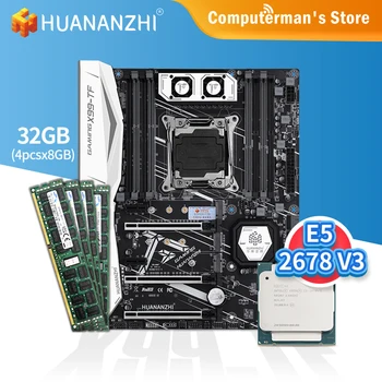 HUANANZHI X99 TF Emaplaadi combo kit komplekt CPU Intel XEON E5 2678 V3 Mälu 4*8G DDR3 RECC 1600 mälu M. 2 NVME USB3.0 ATX