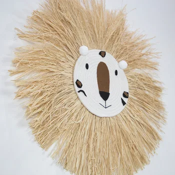 INS Põhjamaade Käsitsi kootud Cartoon Lõvi Rippuvad Dekoratsioonid Puuvillast Lõnga Kudumine Looma Pea Ornament Lapsed toas Seina Riputamise