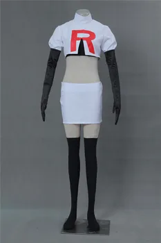 Jessie cos Pokemon mees naine anime cosplay kostüüm komplektid, Jakid, pintsakud+alussärgid+kindad+seelikud+sokid
