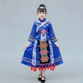 Jõulud Uus Aasta Tantsu Kostüüm Lastele Miao Riided Hiina Folk Dance Kostüüm Vintage Riided Staadiumis Täitmiseks