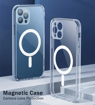 Kaamera Objektiivi Kaitse Läbipaistev Magnet Case for iPhone 12 Pro Max Mini 11 Xs Xr Magsafing Traadita Laadimise Selge Kate