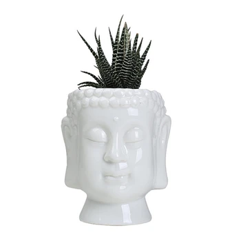 Keraamilised Buddha Kuju Lillepotis Desktop Cactus Mahlakas Lille Pott Siseministeeriumi Teenetemärgi Vaas Valge