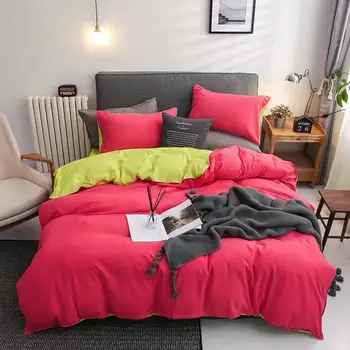 Klassikaline Tahked värvi voodipesu komplekt voodipesu tekikott komplekti leht kõrge kvaliteediga pehme padjapüürid kuningas kuninganna hall sinine roosa punane
