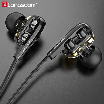 Langsdom D4C Juhtmega Kõrvaklapid Kõrvaklapid Mikrofoniga Dual Juhi Telefoni Kõrvaklapid C-Tüüpi Kõrva Telefonid auriculares fone de ouvido