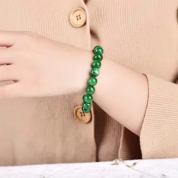 Looduslik roheline jade käevõru Keiser Roheline Kuiv Roheline jade Pärlitega Käevõru Emerald Jade värvi rant roosipärja käevõru