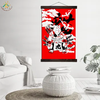 Loomade Kass Klassikalise Plakat Samurai Seina Prindib Moodsa Kunsti Raam Lõuendile Maali Poster Vintage Seina Art Pilt Magamistuba