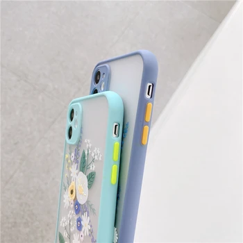 LSClear Telefon Case For iPhone 11 6 6s 78 Plus 11 Pro XS Max XR-X SE 2020 Pehmest Silikoonist Kate Tagasi Juhtudel Kommi Värvi Lill