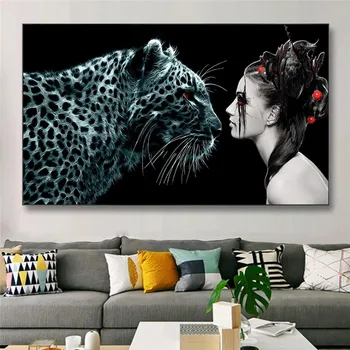 Lõuend Maali Gooti Gepard ja Nõiad Dark Art Prints Poste Seina Art Inimeste ja Loomade jaoks Pildi elutuba Home Decor