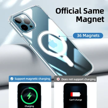 Magnectic Case For iPhone 12 Pro Max 12 mini Puhul Magsafe Traadita Laadimise Põrutuskindel Täieliku Kaitse PC+TPU Juhul Joyroom