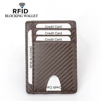 Mood süsinikkiust mehed kaardi omaniku rahakoti naiste nahast FRID blokeerimine ID krediitkaardi juhul