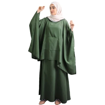 Moslemi Naised Niqab Burka Palve Kudum kleit, Kahe-osaline Komplekt, Pikk Khimar Komplekt Seelik Abayas Ramadan Jilbab Jumalateenistuse Rüü