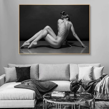Must Taust Lõuendile Maali Seksikas Naine Alasti Plakatid ja Pildid Seina Art Pilt elutuba Kodu Kaunistamiseks Cuadros