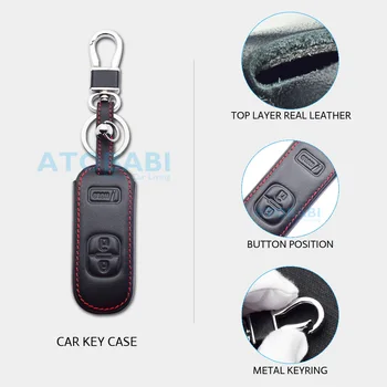 Nahk Auto Võti Puhul Mazda 3 6 CX9 CX3 CX5 CX7 Kiirus Smart Remote Keyless Fob Kaitsmega Katta Võtmehoidja Kott Auto Tarvikud