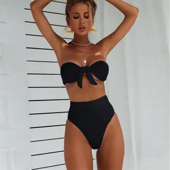 Naiste Bikinis 2020. Aasta Suvel Olkaimeton Rinnahoidja Maha Õla Bikiinid Komplekti Supelrõivad Ujumistrikoo Kõrge Waisted Thong Beachwear Ujumine Kostüüm