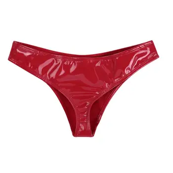 Naiste Pesu Wetlook Lakknahast Kõrge Peegeldav Lõigatud Ribadest Mini Bikiinid Püksikud Underwear Aluspüksid Naiste Aluspüksid Õeke
