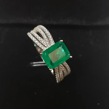 OEVAS Sünteetiline Emerald abielusõrmus Naistele Vahuveini Täis Tsirkoon Kaasamist Partei Mood Ehteid Aastapäeva Kingitus Hulgimüük