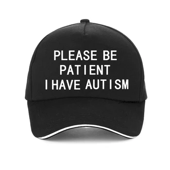 Palun ole Kannatlik, mul On Autism kirja Prindi baseball Caps mehed naised puuvill isa ühise põllumajanduspoliitika suvel Unisex reguleeritav snapback müts