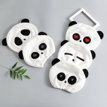 Panda Dušš Kork Armas Laps Kuivatage Juuksed Rätikuga Kuivatamisel Ultra-Pehme Ümmargune Juuksed Kuiv Müts Coral fleeceTowels Segast Cartoon Rätikud