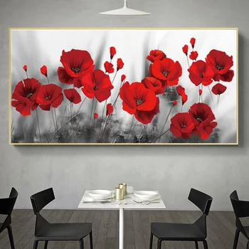 Punased Moonid Lill, Lõuend Maalid Seina Art Plakatid ja Pildid Heledad Lilled Lõuend Kunst Seina Pildid Magamistuba Decor