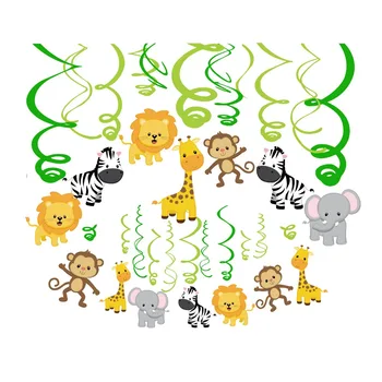 PVC Džungel Spiraal Rippuvad Keerleb Poisi Sünnipäev Troopiline Džungel Metsloomade Pool Kaunistused Lapsed Õnnelik Sünnipäeva Tarvikud