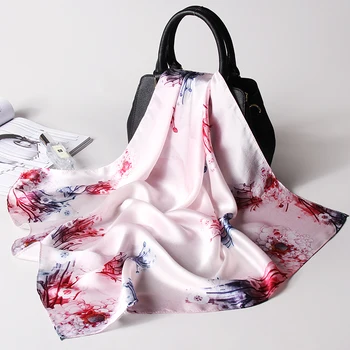 Päris Silk Square NeckScarf daamid Õie Printida Pure Silk Neckerchief Luksuslik Sall, Siid Karva Sall Tütarettevõtjate Naistele