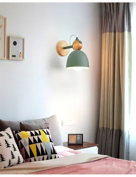 Põhjamaade Seina Lamp Raud täispuidust Kaasaegne Seina light ring LED seina lamp öö-tuba, magamistuba Valgusti Macarons Loominguline Decor