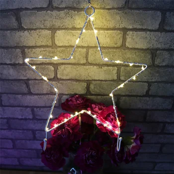 Soe Valge LED Star Night Light Neoon Metallist Raam Riidepuu Dekoratiivsed Tuled String Partei Puhkus Pulm Teenetemärgid Akuga
