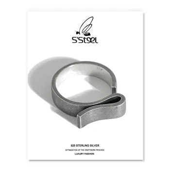 S'STEEL korea Sõrmused 925 Sterling Hõbe Naiste Disainer Minimalistlik Vintage Geomeetriline Ringi Sortijas De Plata De Ley Ehted