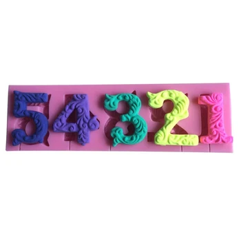 Tähestik Number 0-9 3D Silikoon Kook Hallituse Number Kuju Lollipop Hallituse koos Lollipop Auk Fondant Kook Dekoreerimiseks Tööriist