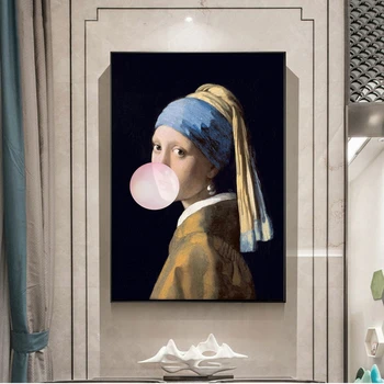 Tüdruk pärlkõrvarõngaga Lõuend Maalid Kuulsad Maalid Kunsti Tüdruk Balloon Pop-Art Prints Pilte Home Decor