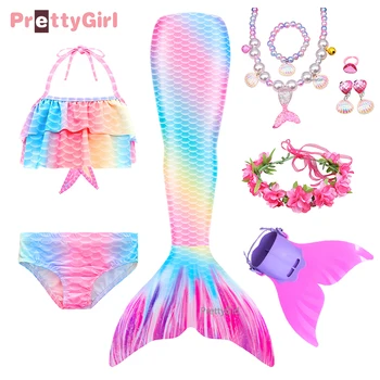 Tüdrukud Ujumine Merineitsi saba Monofin Käpp Merineitsi Kostüüm Cosplay Laste Ujumistrikoo Fantaasia Beach Bikiinid