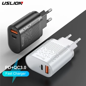 USLION 18W USB-QC 3.0 Kiire Laadimine Mobiiltelefoni, tableti, Laadijad PD3.0 Adapter iPhone 12 Samsung Xiaomi Reisi-Seina Laadija