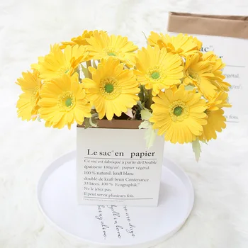 Uus kunstlikku lille PU reaalne touch gerbera lill päevalille võltsitud lill pulmapidu kingitus kodu kaunistamiseks