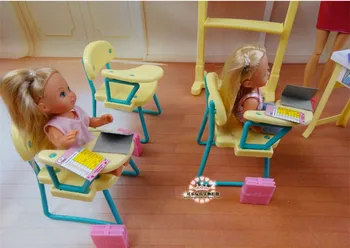 Uus mood Klassiruumis toolid + tahvli Kingitus Komplekt nukk tarvikud mannekeeni maja mööbli komplekt barbie nukk baby tüdrukud DIY mänguasjad