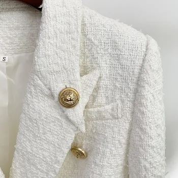 Valge Tweed Villaseid Naiste Jakid Mantel Pintsak Sügis-Talv 2020. Aasta Uus Topelt Karavan Pikad Krae Nuppu, Põlvpüksid, Jakk