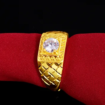 Vietnam Liiva kuld Teemant Sõrmus Meestele 24k Kollase Kullaga AAA Tsirkoon Gemstone Sõrme Sõrmus Pulmi, Sünnipäeva Trahvi Ehteid Kingitused