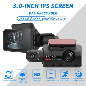 VODOOL Car DVR Kriips Cam 3 in 1 Video recorder välispeegel, Dual Kaamera, Full HD 3