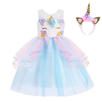 VOGUEON Ükssarvik Tutu Kleit Väike Tüdruk Suvine Varrukateta Elegantne Pool Kleit Lapsed Ükssarvik Fancy Dress Up Sünnipäeva Kostüüm