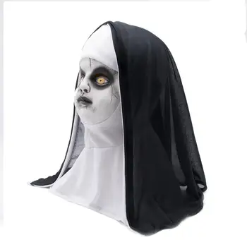 Vähe Kurja Nunn Lateks Lapsed Mask, Must Headkerchief Täis Peaga Mask Õudus Halloween Cosplay Kostüüm Pool Laste Rekvisiidid 250g