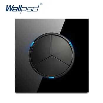 Wallpad 2019 Uute tulijate 3 Gang 1 Viis Juhuslik Klõpsake nupust Seina Valguse Lüliti (LED Indikaator Crystal Glass Panel 16A