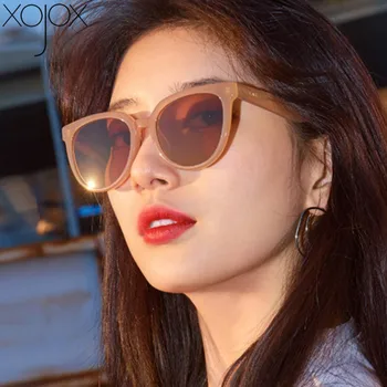 XojoX 2021 Uus Vintage Cat Eye Päikeseprillid Naistele korea Stiilis Mood Suur Nägu Päikese Prillid Retro Trend Daamid UV Kaitse UV400