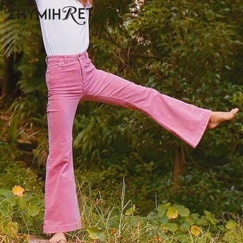ZHYMIHRET Naiste Kõrge Vöökoht Velvetist Põletatud Püksid 2018 Sügis-Talvine Mood Naiste Püksid Kõrge Streetwear Capris Pantalon Femme