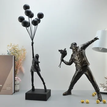 Õhupalli Tüdruk Kujud Banksy Lendavad Õhupallid Tüdruk Kunst Skulptuur Vaik Käsitöö Kodu Kaunistamiseks Jõulud Luksuslik Kingitus figuriin