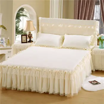 1/3tk luksuslik pits voodi seelik printsess voodi kate lehed padjapüürid lamineeritud voodipesu erinevaid stiile