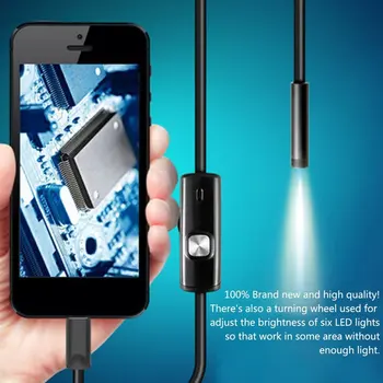 1 M /7mm Objektiiv, USB Kaabel, Mini Jäiga Kontrolli Kaamera Madu Toru Veekindel Endoscope Borescope 6 LED Android Telefon