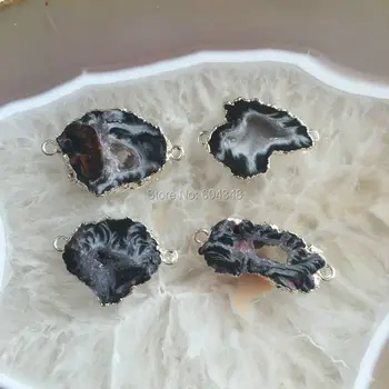 10tk Laadi Must Kvarts Geode Gem Kivi Pistikud, Hõbedane Värv Crystal Drusy Geode Ripats Helmed Tulemused