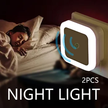 2pc LED Night Light Mini Light Sensor Kontrolli 230V Öö Valgus Lambi Lastele Magamistuba säästulamp Tuba Decor Tuled
