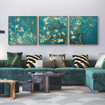3 Paneelid Van Gogh Almond Blossom Lõuend Kunsti Maalid Kodus Seina Decor Impressionism Lilled Lõuend Prindi elutuba Cuadros