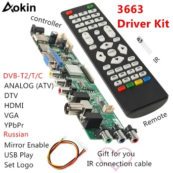 3663 Uusi Digitaalse Signaali DVB-C DVB-T2, DVB-T Universal LCD TV Töötleja Juht Pardal UUENDADA 3463A vene USB mängida LUA63A82